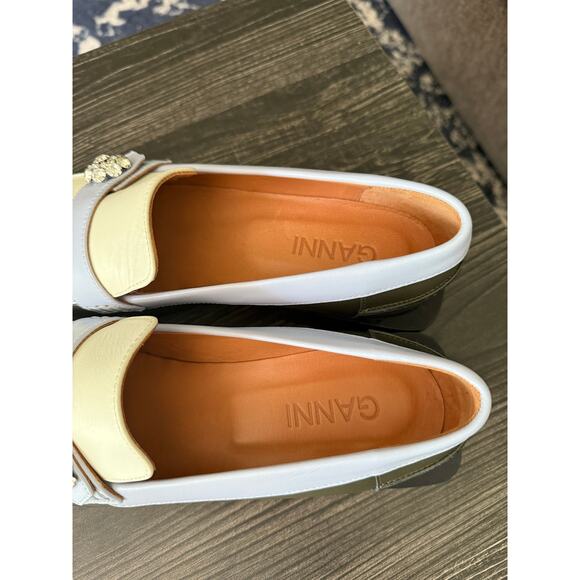 GANNI Light Blue, Hunter Green, and Crème Color Block Loafers Sz. 40 - Picture 10 of 10